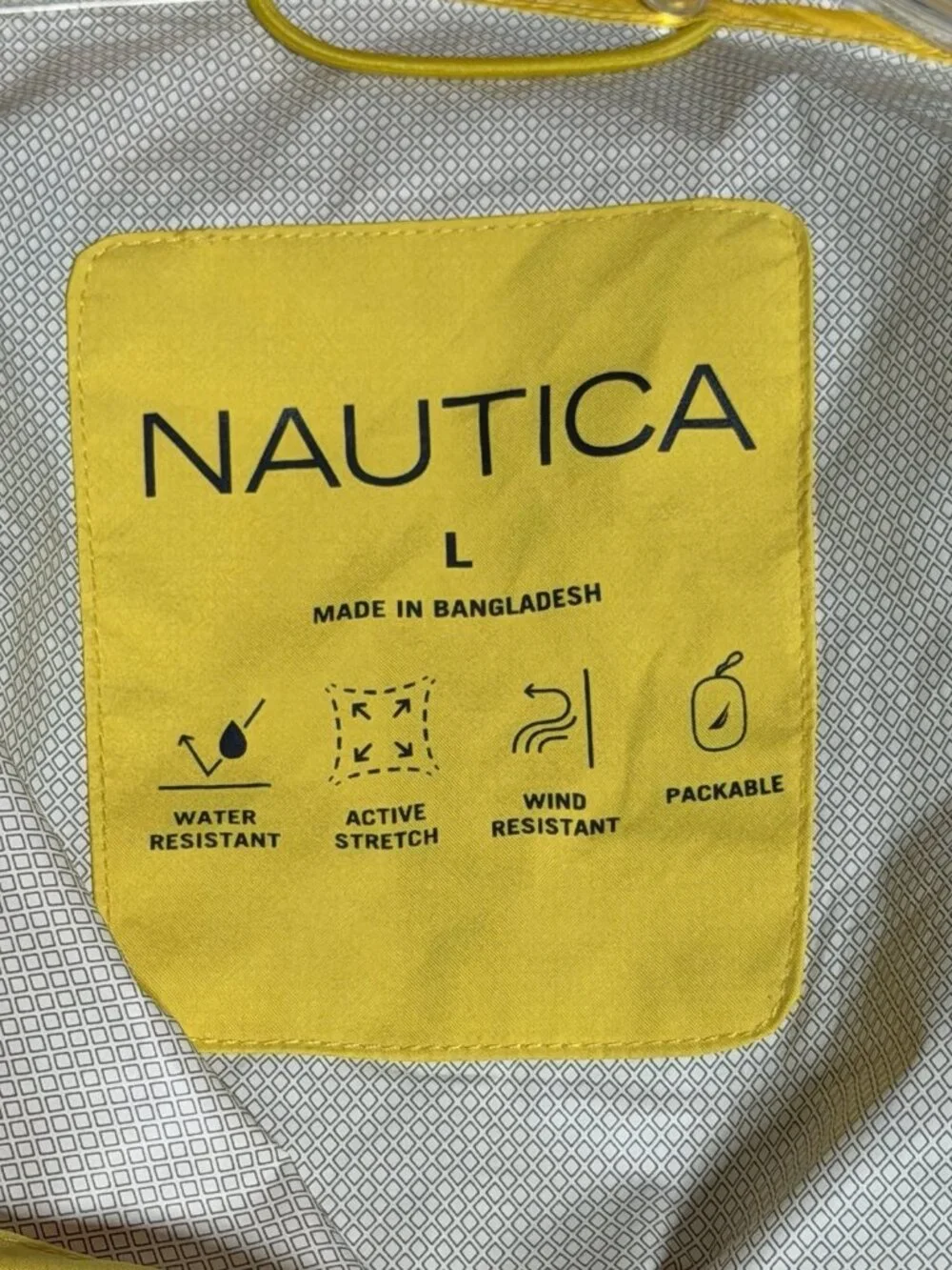 NEW NAUTICA MEN'S WATER RESISTANT YELLOW RAIN JACKET SIZE Large